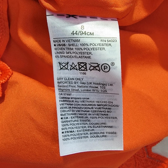 Banana Republic Limited Edition Orange Sleeveless Lace Overlay Dress Bow Size 8 - Picture 11 of 13